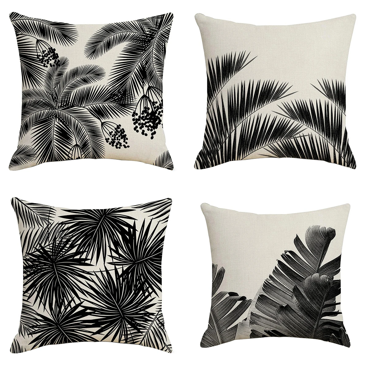 Minimalist Ink Cushion Cover 45x45 Black And White Leaf Pattern Decoration Sofa Polyester Pillowcase Home Sofa Decoration