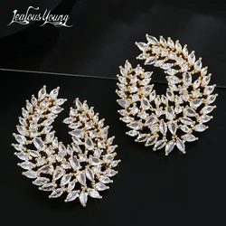 Luxury Marquise Cubic Zirconia Stud Earrings for Women Gold Color Big Party Studs Jewelry Wedding Brincos Boucle