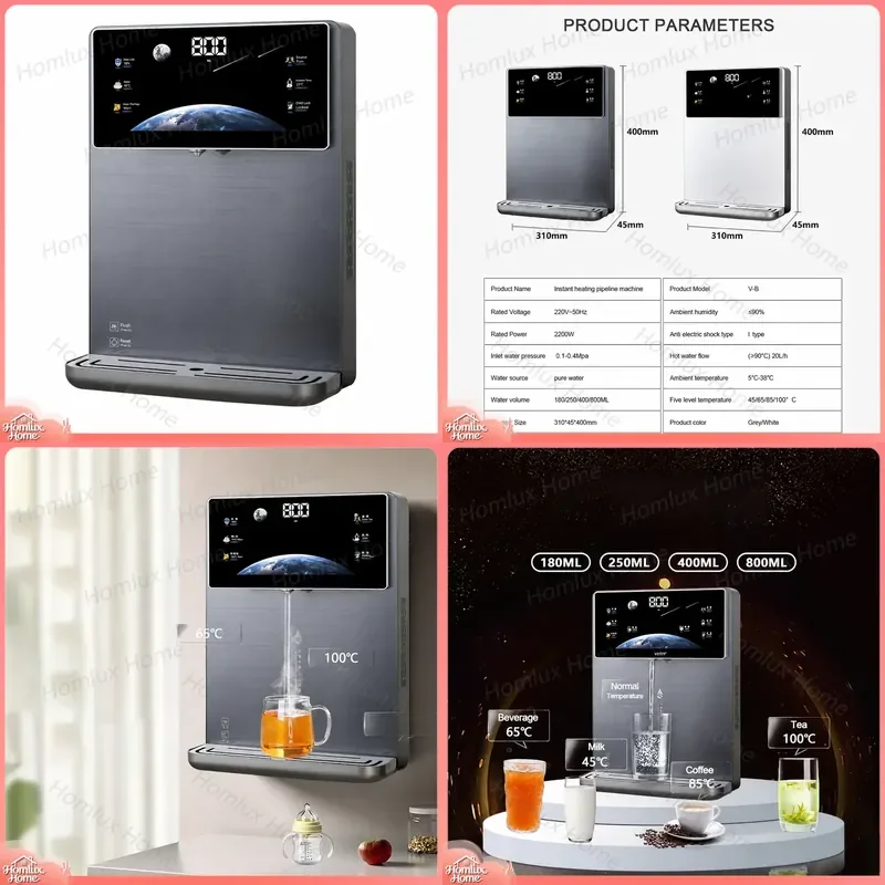 Wall Mounted Touch Screen Water Dispenser Instant Hot and Cold Smart Water Heater for Office Home Kitchen Energy Saving Fast