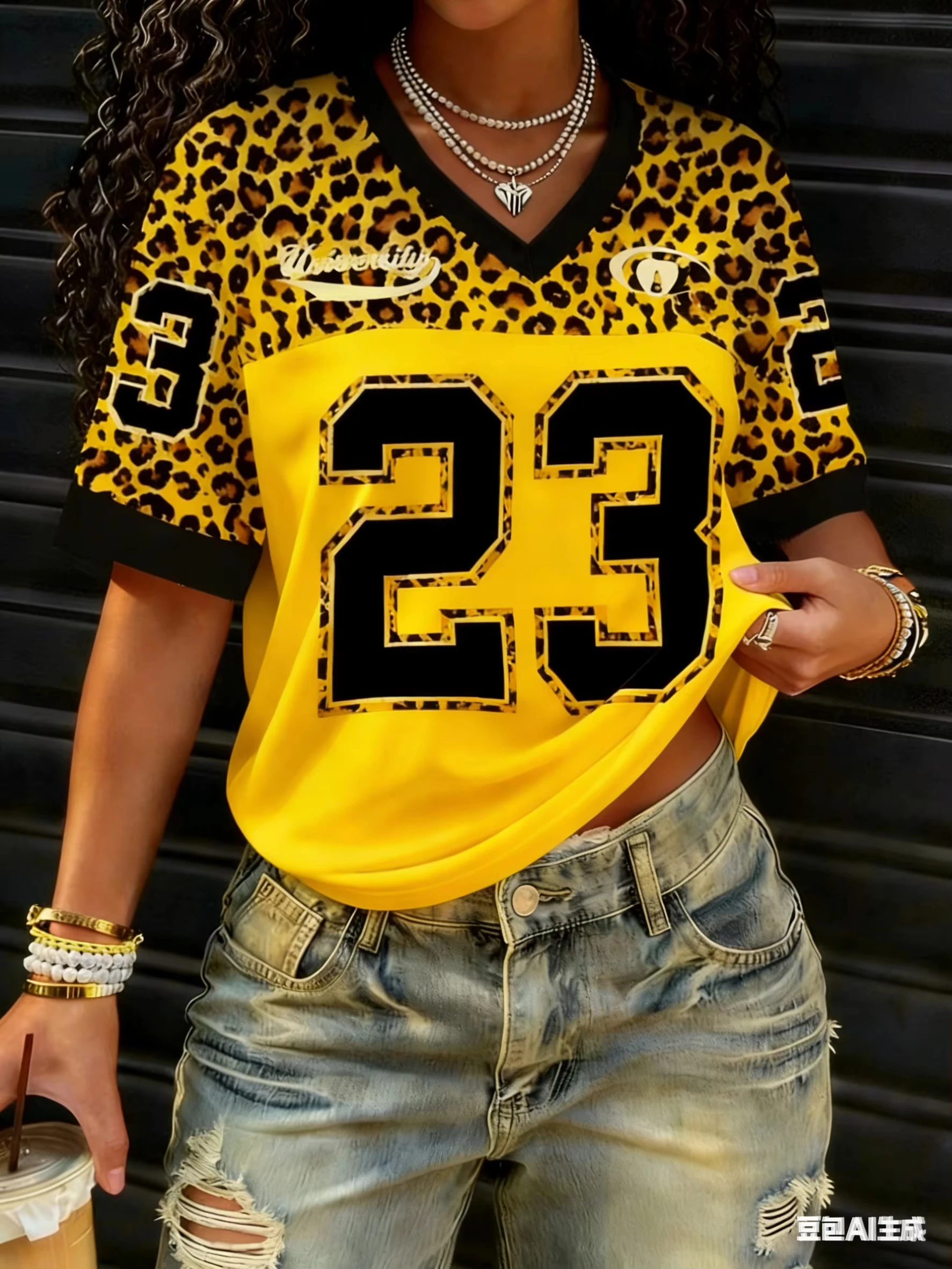 Summer Clothing Europe - NO.23 Leopard Print V Neck Top