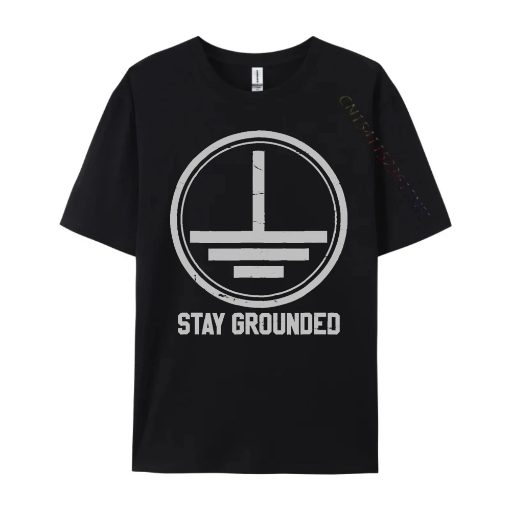 Electrician Stay Grounded Funny Engineer Oversized T Shirt Men Summer Streetwear Man