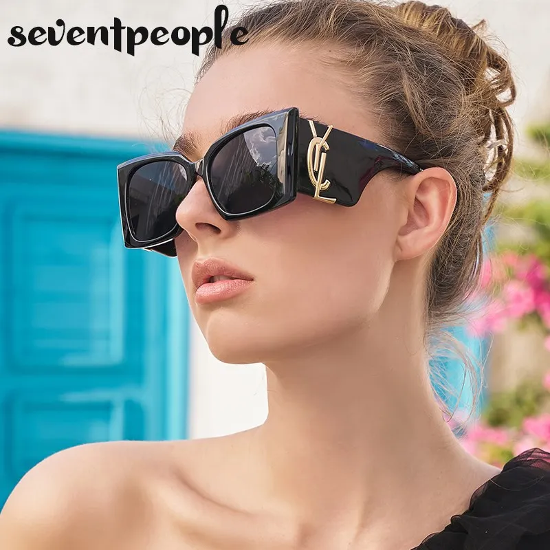 Übergroße Cat Eye Sonnenbrille Frauen 2024, Luxus Marke Designer Neue Fashion Square Sonnenbrille Für Weibliche Trendy Großen Rahmen Shades