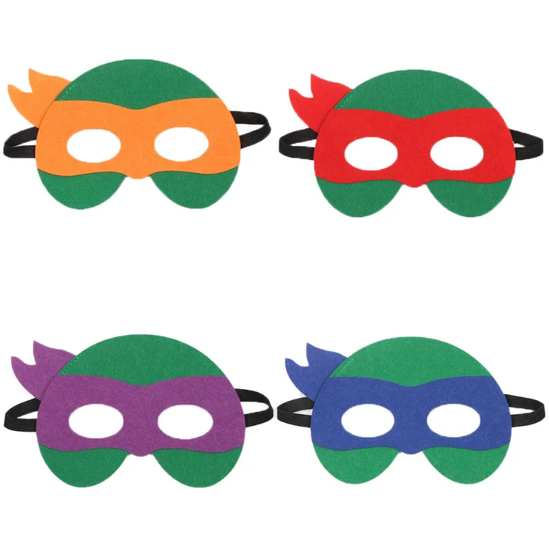 4-teiliges Set Teenage Mutant Ninja Turtles Maske Halloween Filzmaske Anime-Zubehör Party Karneval Dekoration Requisiten