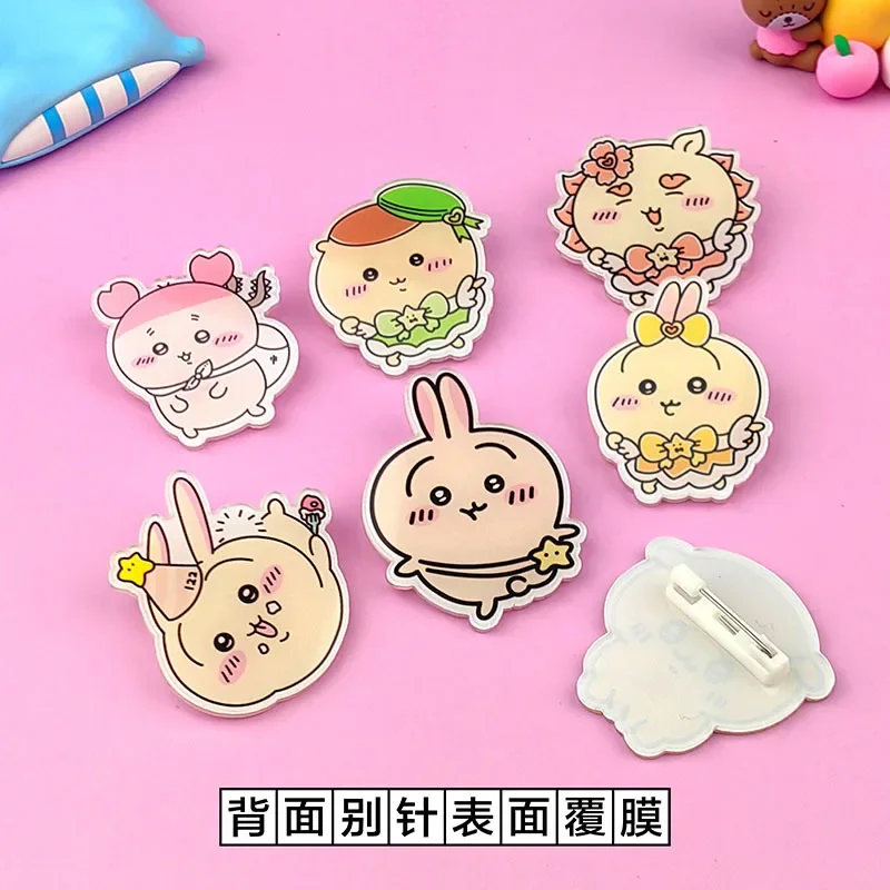 Cute Brooch Badge Chiikawa Hachiware Usagi Children's Acrylic Medal Anime Pins Birthday Gifts for Child Friends Creative Product