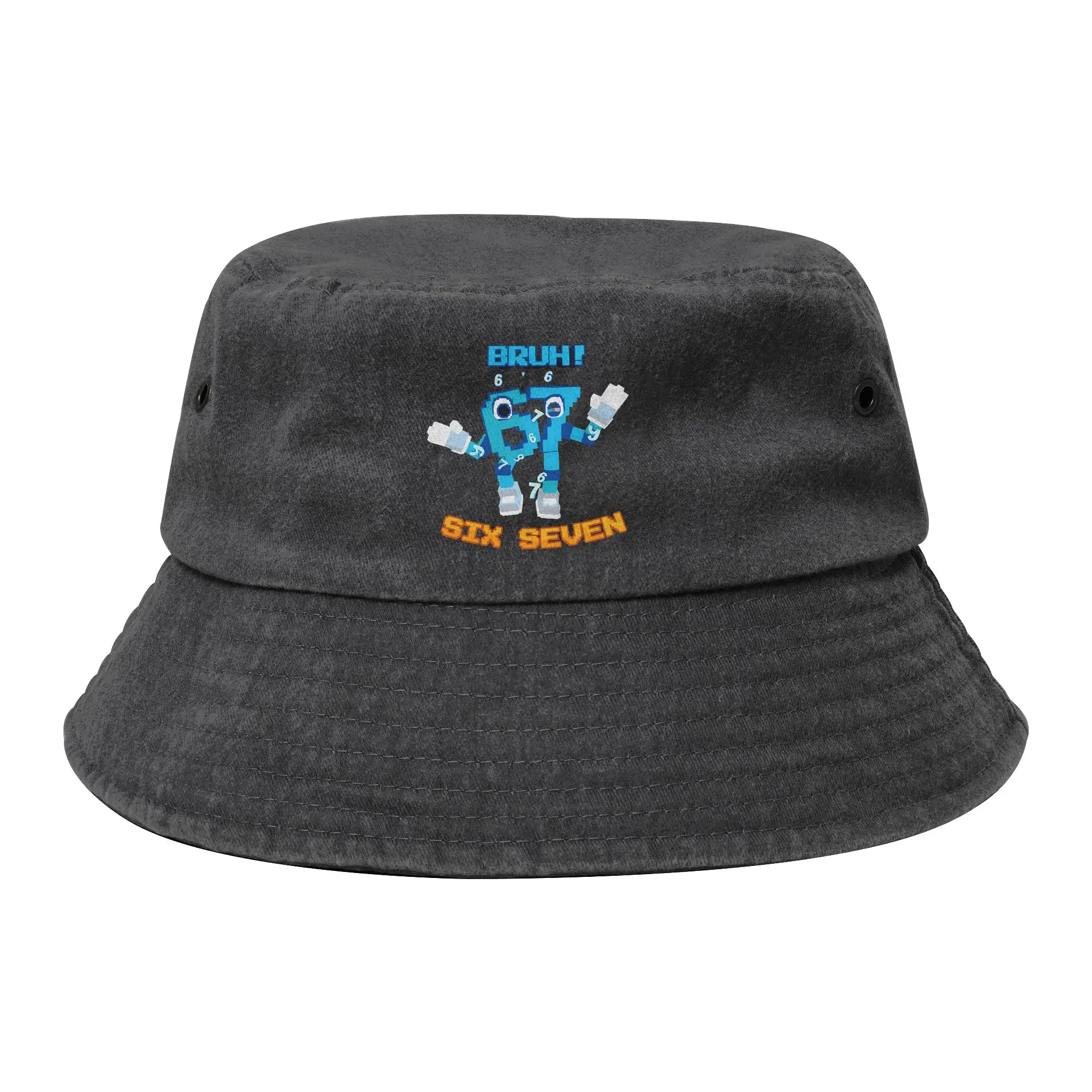 Bruh Steal a brainrot 67 Six Seven Funny Brainrot Meme Bucket Hat Unisex Outdoor  Distressed Cotton Fisherman Caps Beach Bob