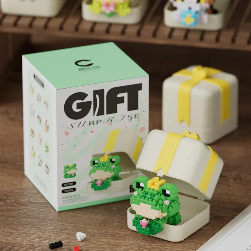صندوق هدايا للحيوانات الأليفة، تمثال كرتوني، مكعبات بناء ألعاب الأطفال