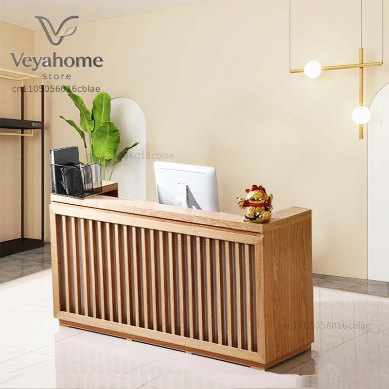 Wooden Checkout Counter Reception Desks Cash Register Luxury Shop Reception Desks Front Desk Office Furniture Recepción LLRD