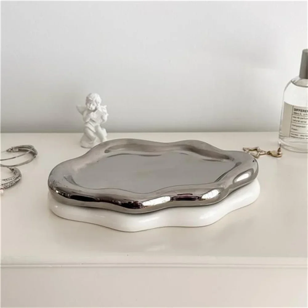 Light Luxury Ceramic Jewelry Storage Disk Jewelry Display Shelf Aroma Candle Tray Photography Props Home Decoration