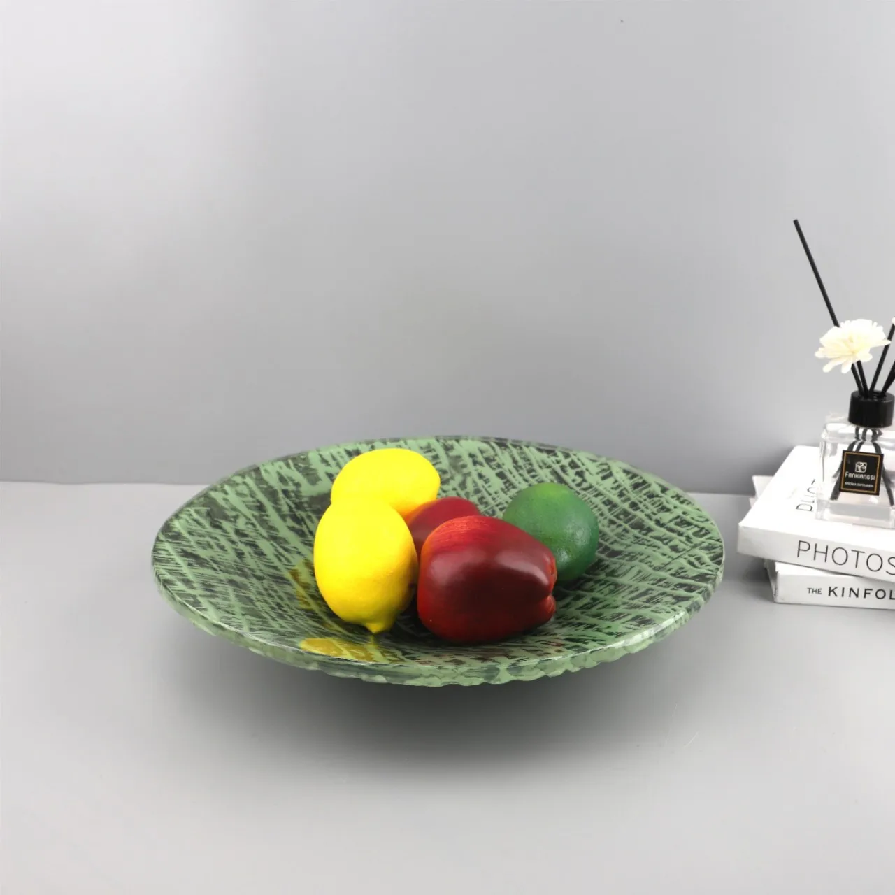 

European light luxury green texture resin fruit plate art ornament living room restaurant hotel sales office home decoration