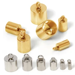 10pcs 316L Stainless Steel End Caps Crimp Caps Leather Cord Fastener Bracelet Charms Pendants for Jewelry Making Wholesale DIY