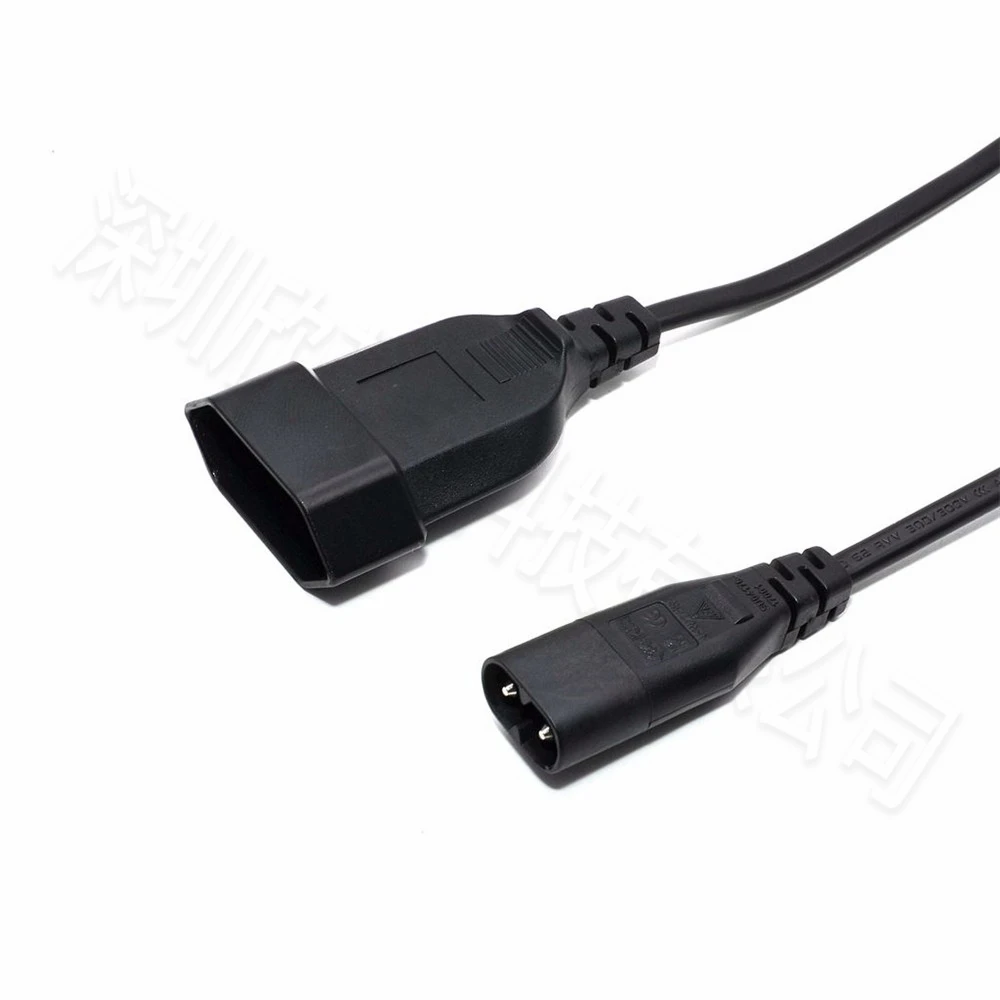 1PCS IEC320 C8 Male to Europe Schoko CEE7/16 Outlet Female socket Power Extension Cable For PDU UPS 25cm 2.5A 0.75MM power cable