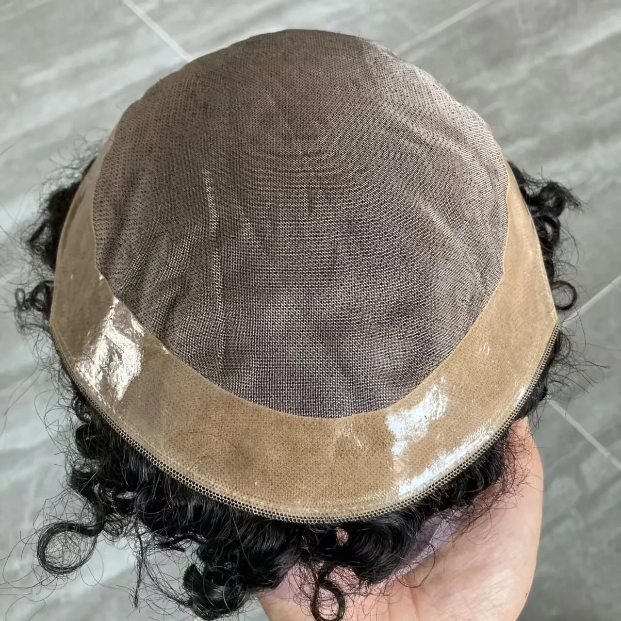 Mono renda bernapas renda & pu pria Toupee NPU tahan lama 100% rambut manusia alami garis rambut lurus pengganti kapiler prosthesis