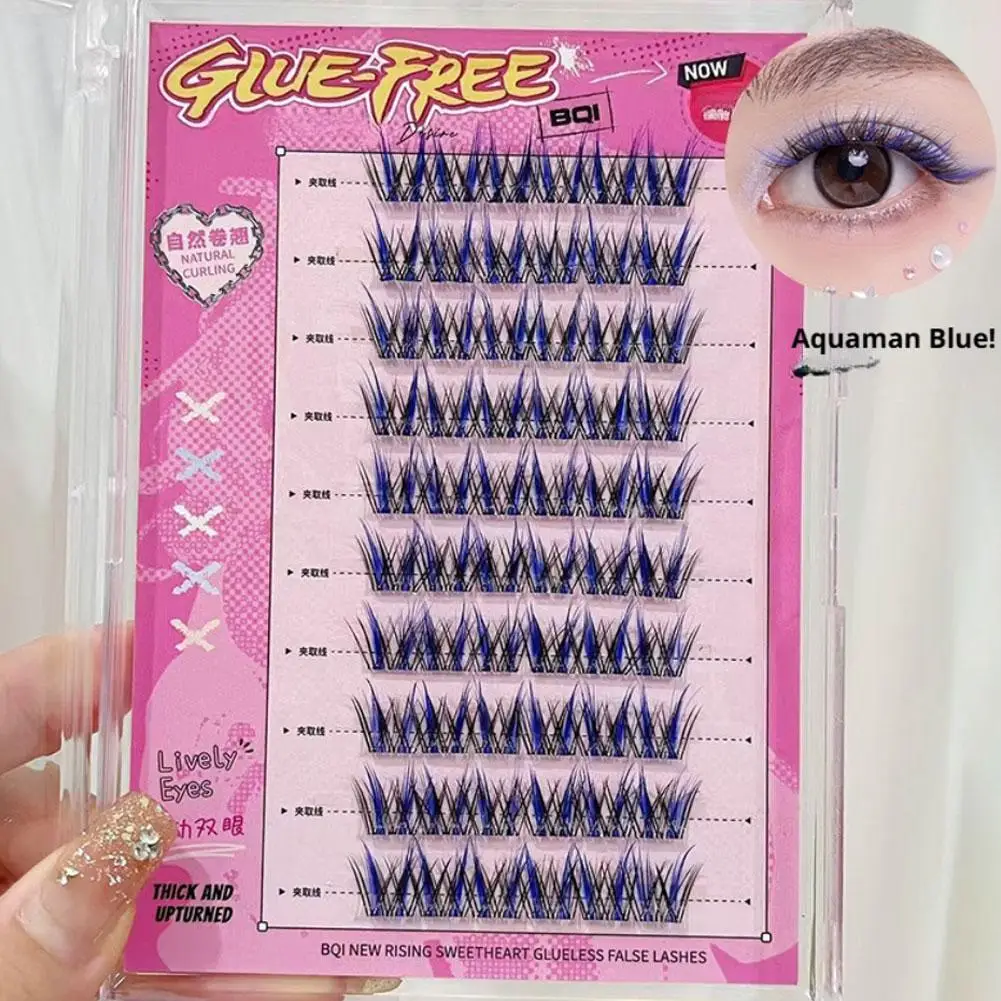 Racimos de pestañas coloridos DIY Manga Anime fiesta maquillaje pestañas inferiores autoadhesivas extensiones de pestañas de arco iris para mujeres y niñas