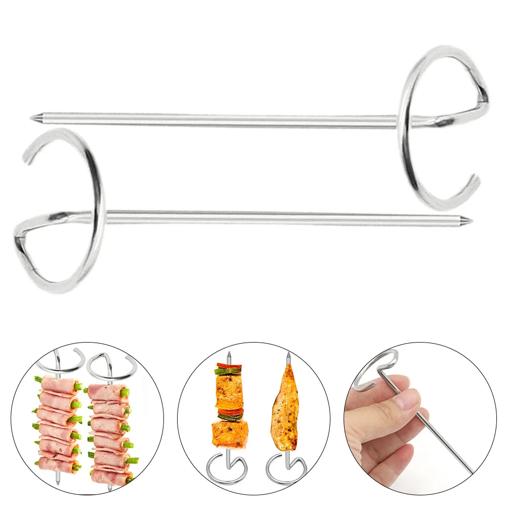 

12pcs Stainless Steel Skewers Reusable Metal For Air Fryer Standing Bbq Vertical Grill Grilling Meat Barbecue Tools Kitchen