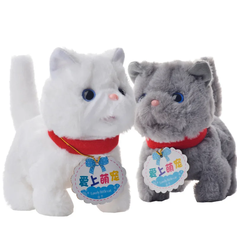 Robot Cat Toys Running Walking Wag Tail Electronic Plush Animal Miaowing Electric Kitty Pet Toy For Children Birthday Gifts