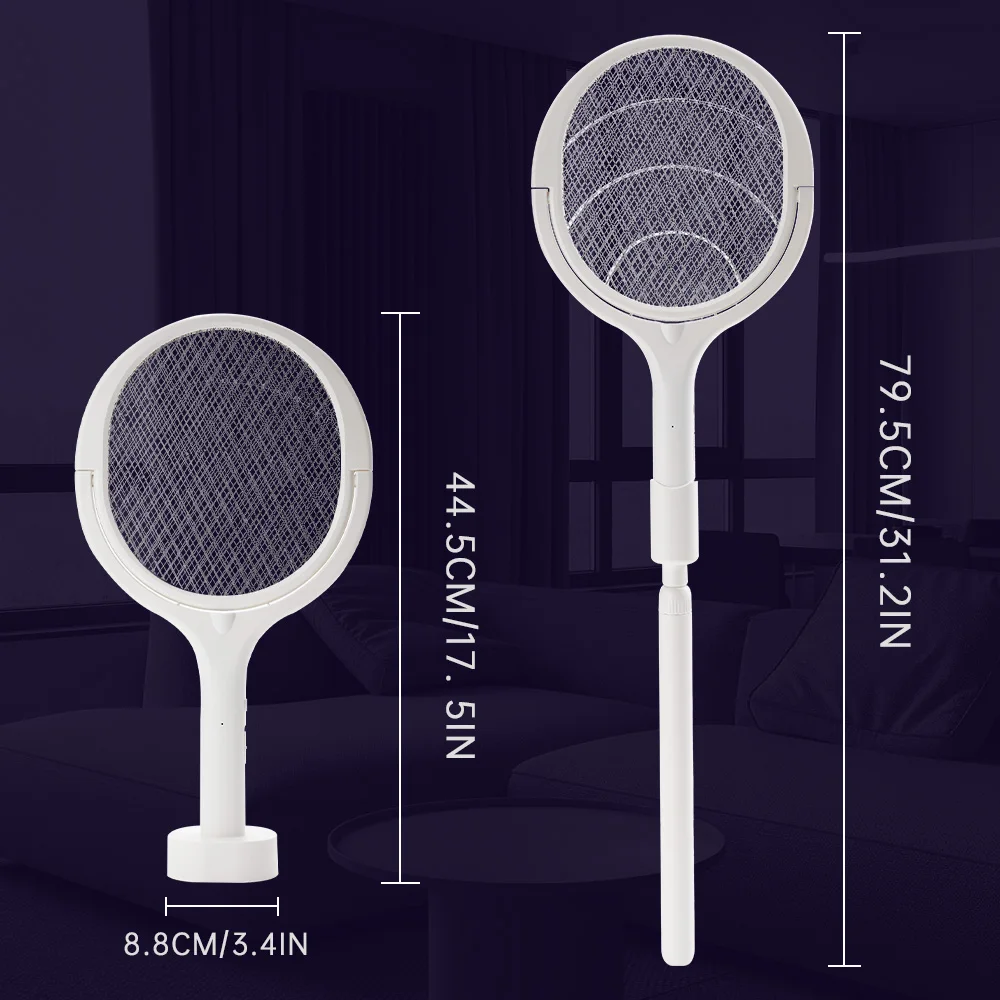 Matamosquitos eléctrico 5 en 1, 3500V, multifunción, ángulo ajustable, recargable por USB