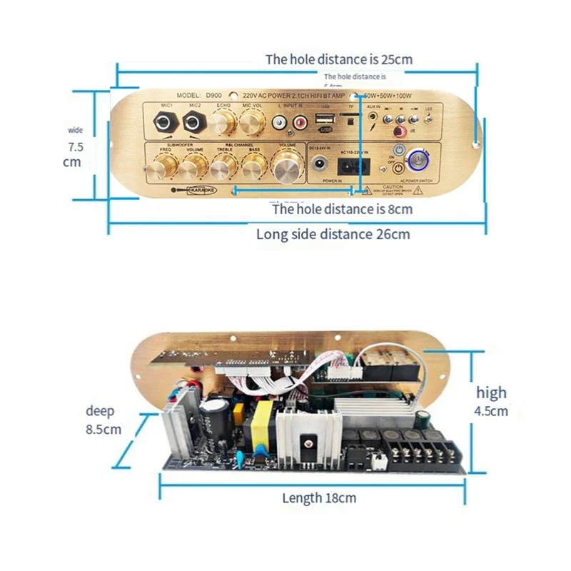 Woopker เครื่องขยายเสียง D900 ช่อง 2.1 BT 5.0 Hi-Fi ซับวูฟเฟอร์เครื่องขยายเสียงดิจิตอลสนับสนุน AMP/USB/FM/TF Card/OPT