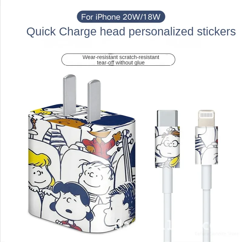 Snoopy IPhone 18/20W Fast Charge Sticker Mobile Phone Charging Head Protective Film Charger Film Originality Sticker Personality