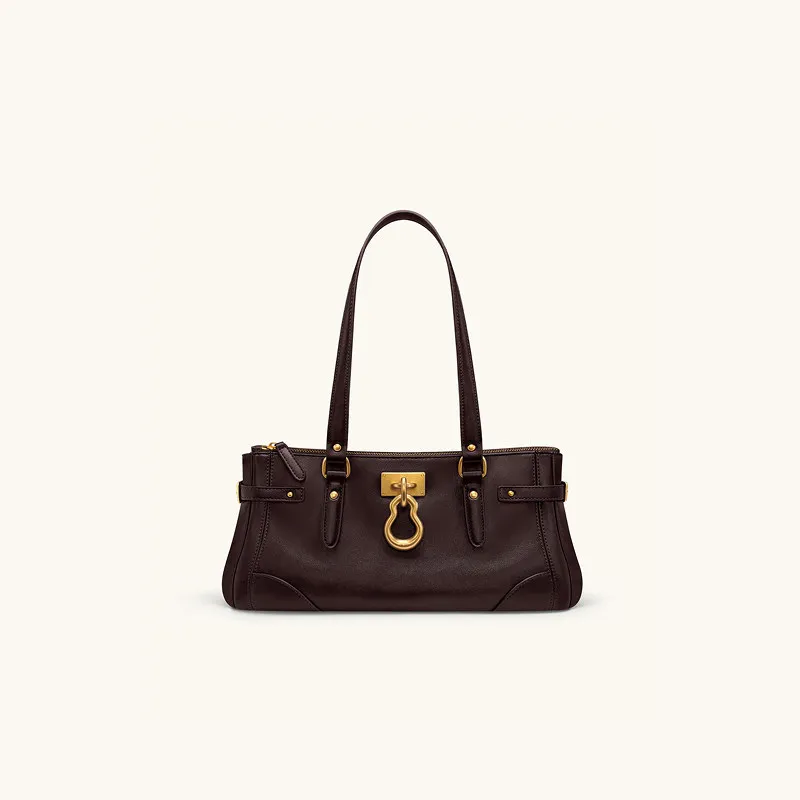 JW PEI 2026 New Long Tote Bag with Gourd Decoration, Motorcycle Style Single Room Armpit Bag