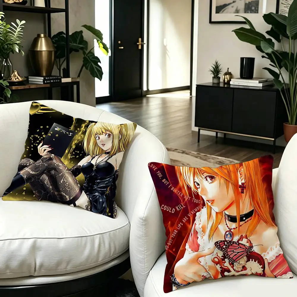 Anime Misa D-Death N-Note Cushion Cover Car Throw Pillow Case For Sofa Car Christmas Gift 40x40cm 45x45cm