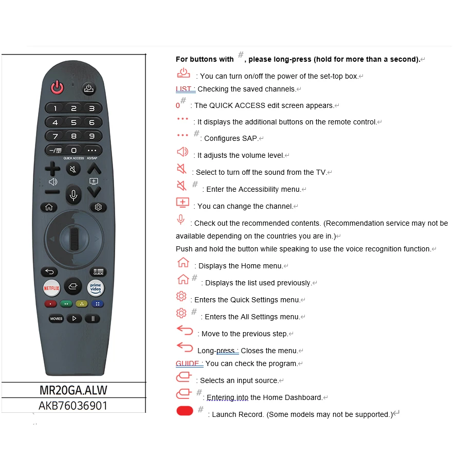 Original Magic บลูทูธรีโมทคอนโทรลสำหรับ Bauhn ATV75UHDW-0621 ATV85UHDW-0122 ATV85UHDW-0322 ATV50UHDW-0422 TV