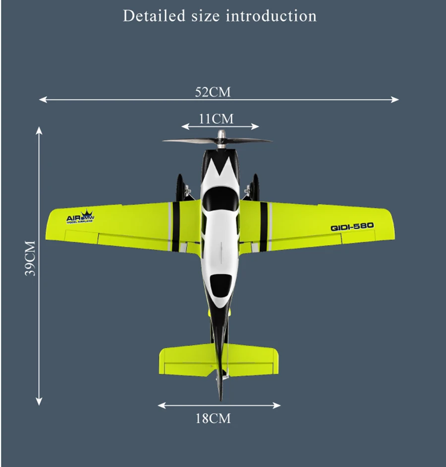 Avion télécommandé 520MM 20.4 pouces, avion de simulation 580 sans balais à 4 canaux de taille moyenne avec équilibrage automatique et