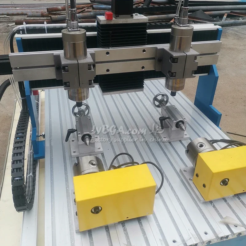 Wood Router 6090L 9060 Aluminum Table Square Rail Double Head Spindle 2.2KW 1.5KW 3/4 Axis USB Metal Engraving Cutting Machine