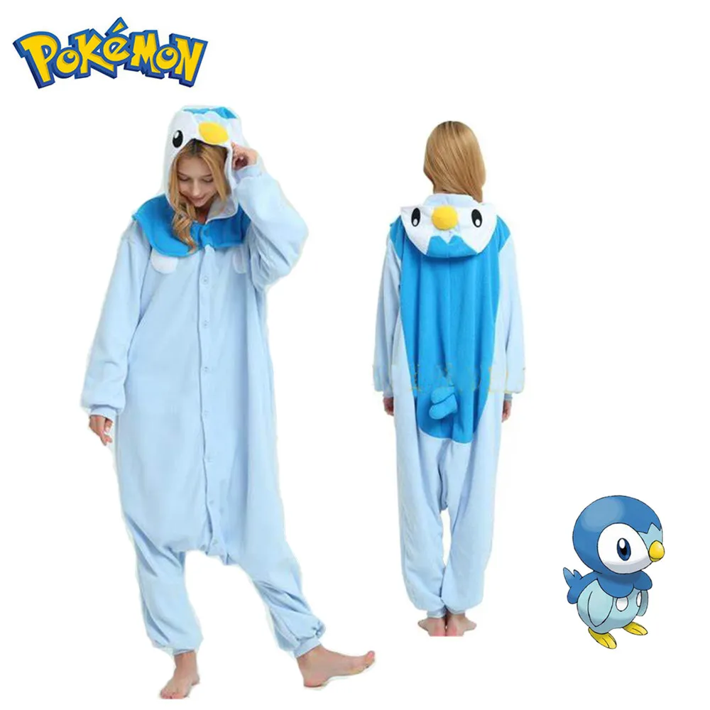 Piplup Pokemon Onesie Pajamas Cosplay Costume For Halloween Women Christmas One-Piece Kigurumi Fleece Anime Full Body Pijama