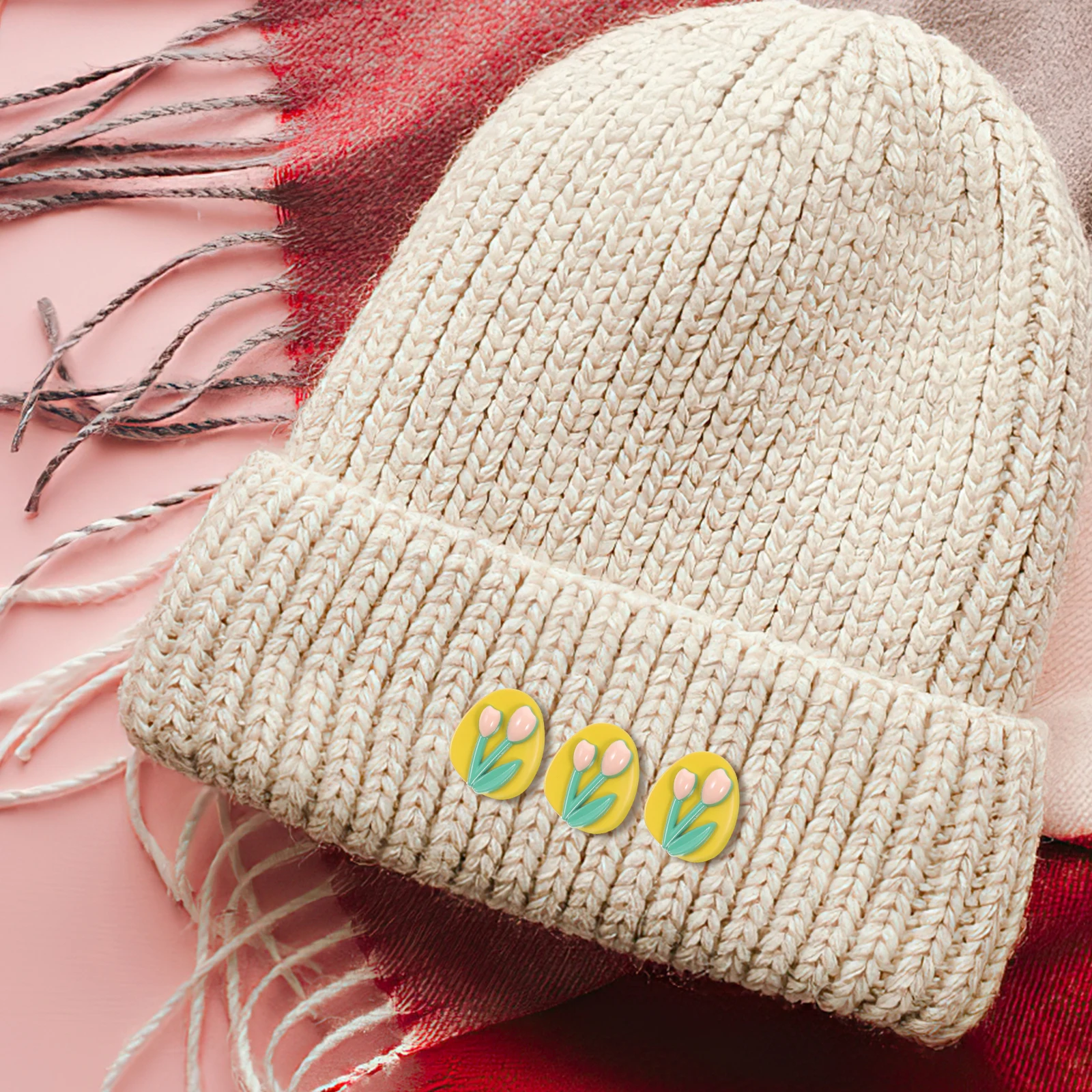 

12Pcs Tulip Flower Buttons Zinc Alloy Small Unique Clothes Buttons DIY Sewing Decorative Metal Stylish Alloy DIY Clothing Button