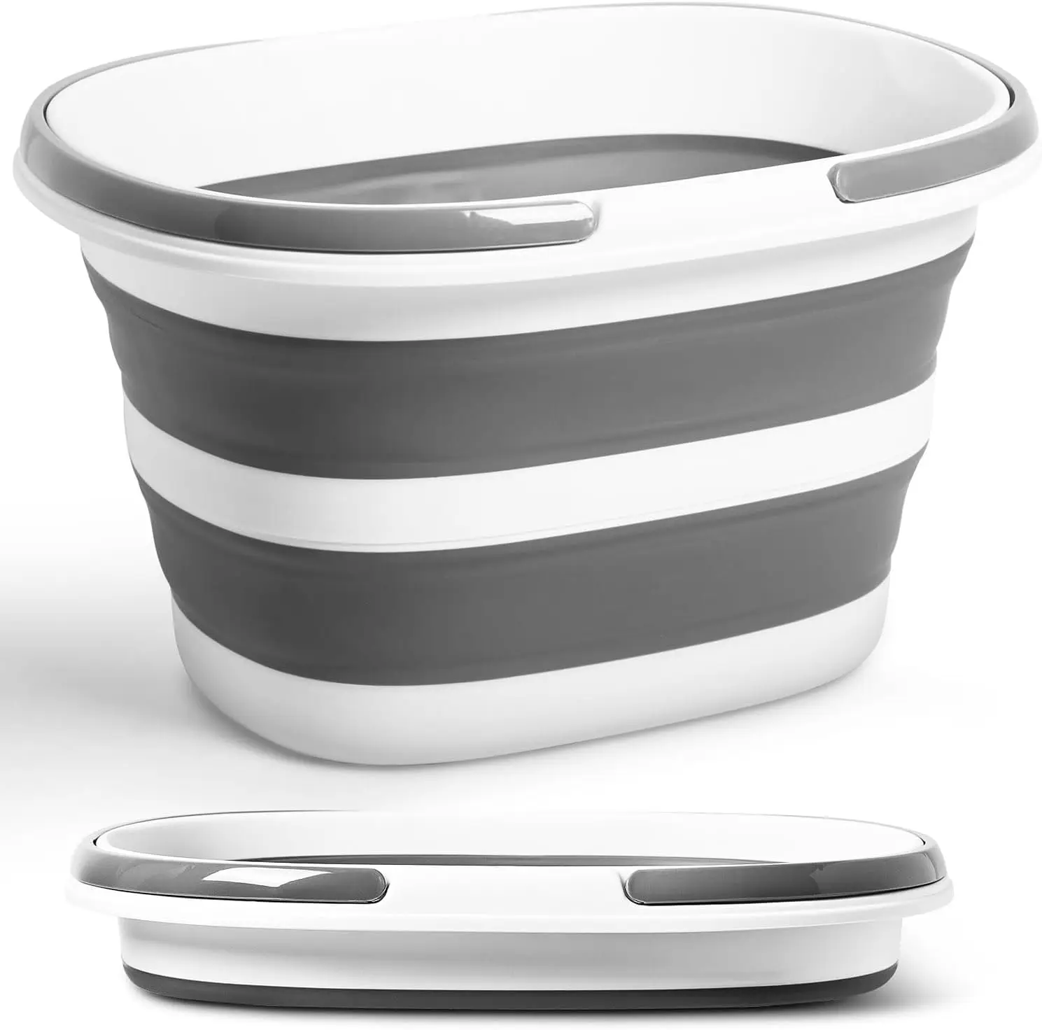 

Складное ведро 16 л с ручками, ведро для уборки, компактная складная силиконовая емкость для хранения белья, кемпинга, портативная