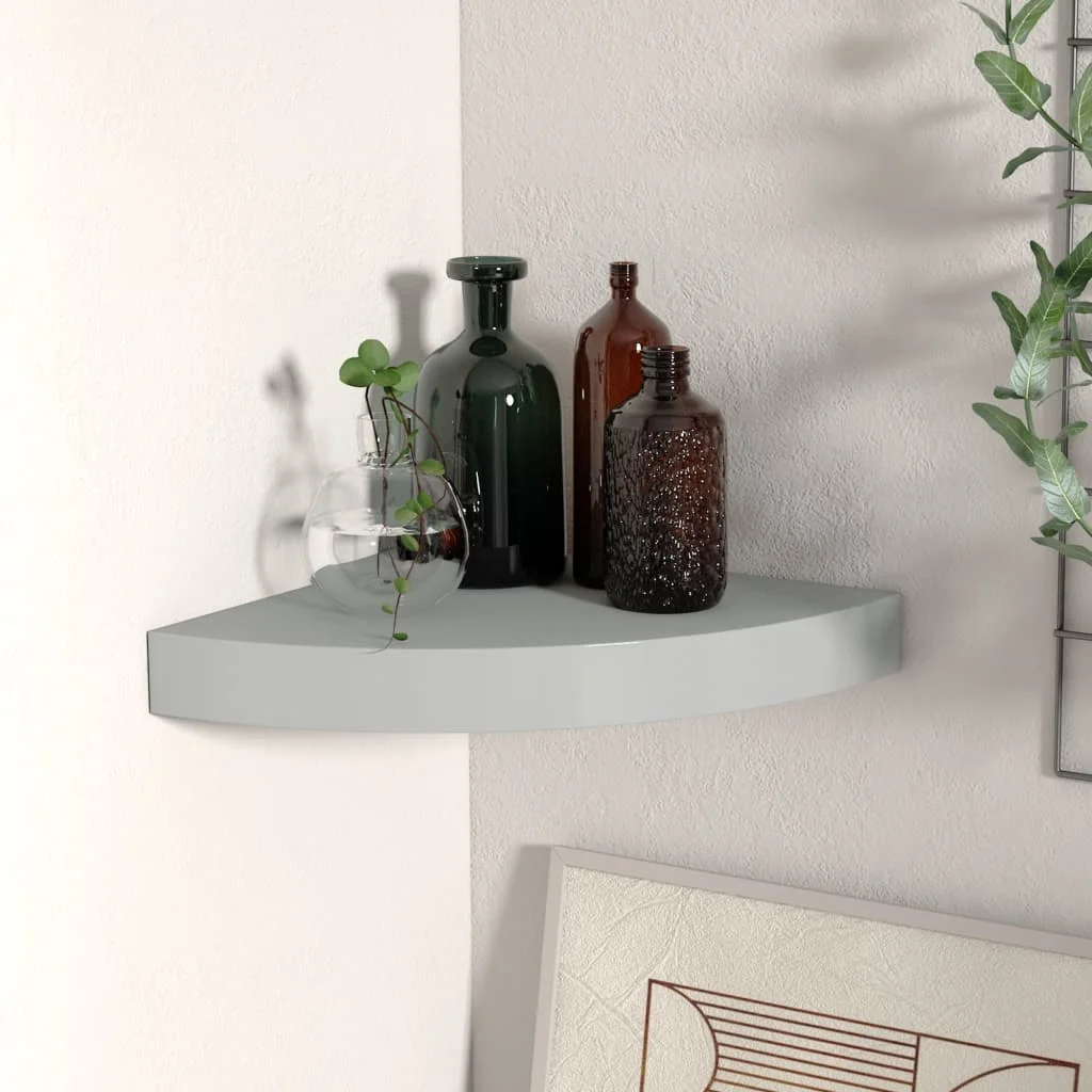 vidaXL Floating Corner Shelf Gray 9.8