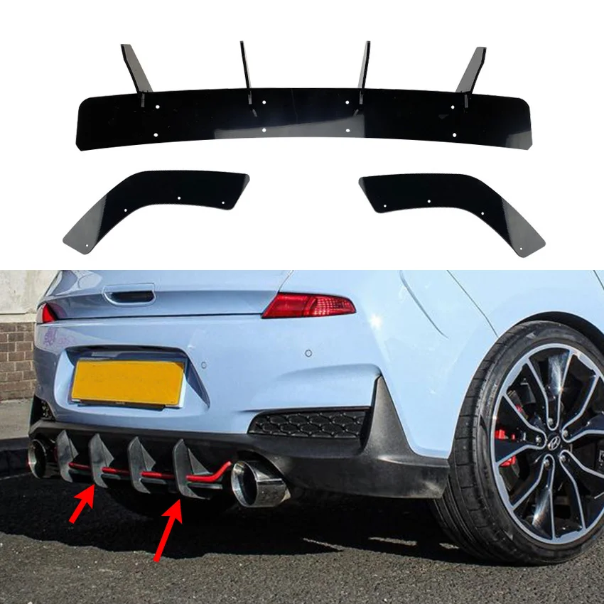 

Car Rear Bumper Diffuser Spoiler Lip Splitter For Hyundai I30N MK3 Hatchback 2017-2019 Style Body Kit Car Accessories Decoration