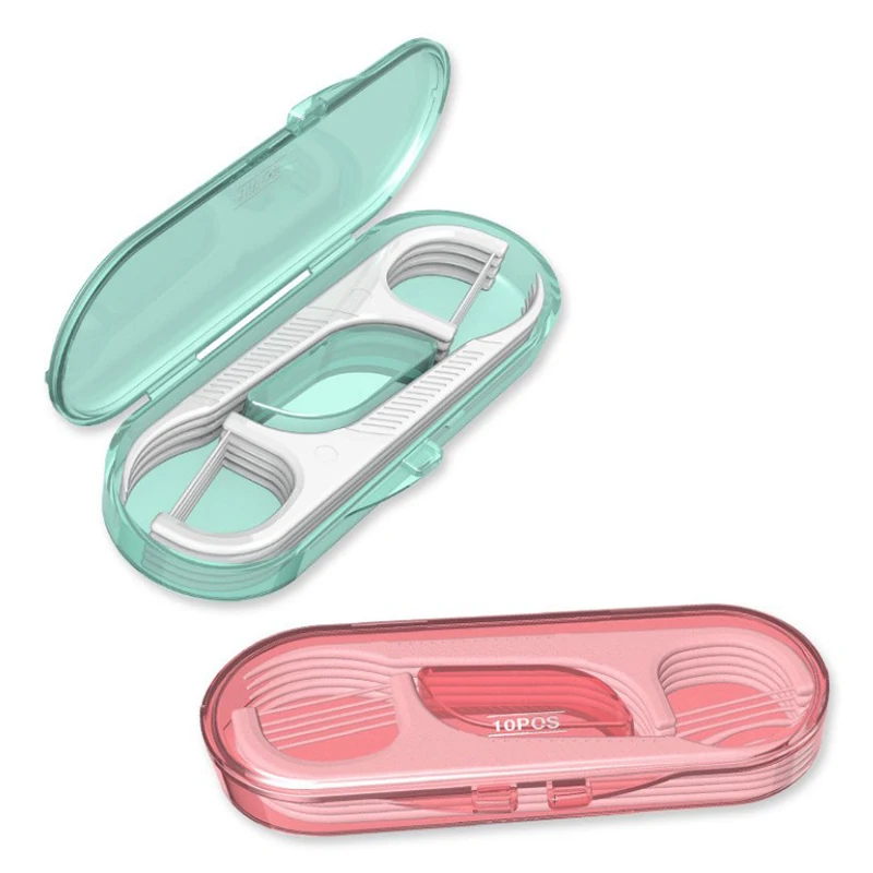 10pcs/pack Portable Disposable Dental Floss Plastic Toothpick Travel Package Superfine Toothpick Line Dental Floss Oral Care