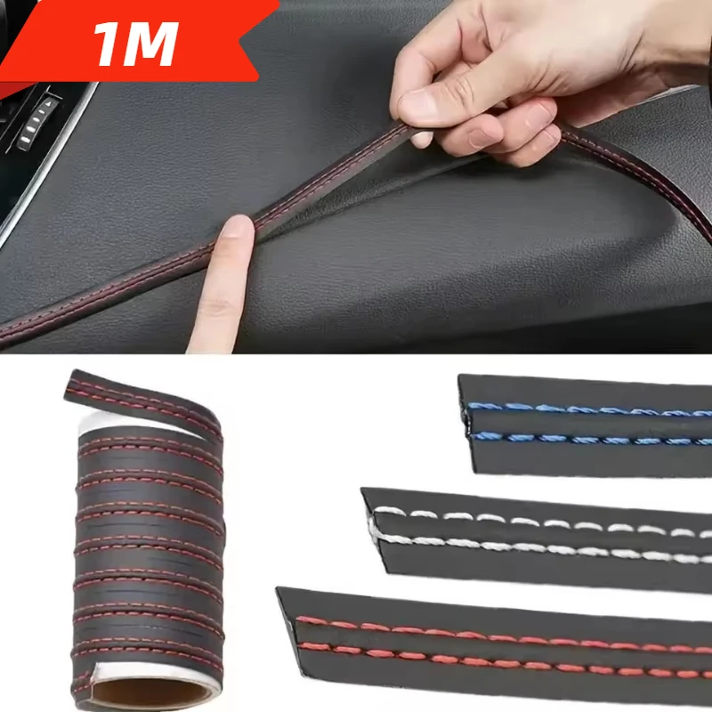 1m Car Leather Decorative Line High Sticky Universal Car Interior Decorative Strip DIY Weaving Strip Car Accessories