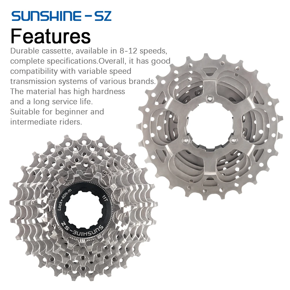 Sunshine Road Bike Cassette 8 9 10 11 12 Speed Sprocket 23 25 28 30 32 34 36T Bicycle Ratchet 11S 12S K7 for Shimano Cycling - view 6