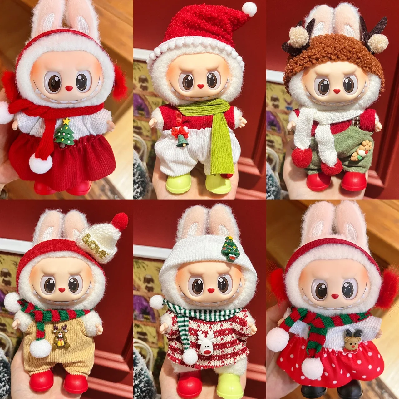

17cm Cute Mini Plush Doll's Clothes Outfit Accessories For Labubu Dolls Christmas and Halloween Accessories Gift