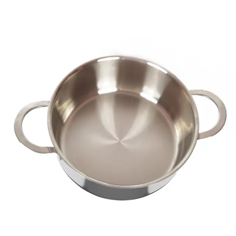Disposable hot pot with glass cover size Food grade stainless steel three-layer bottom pot