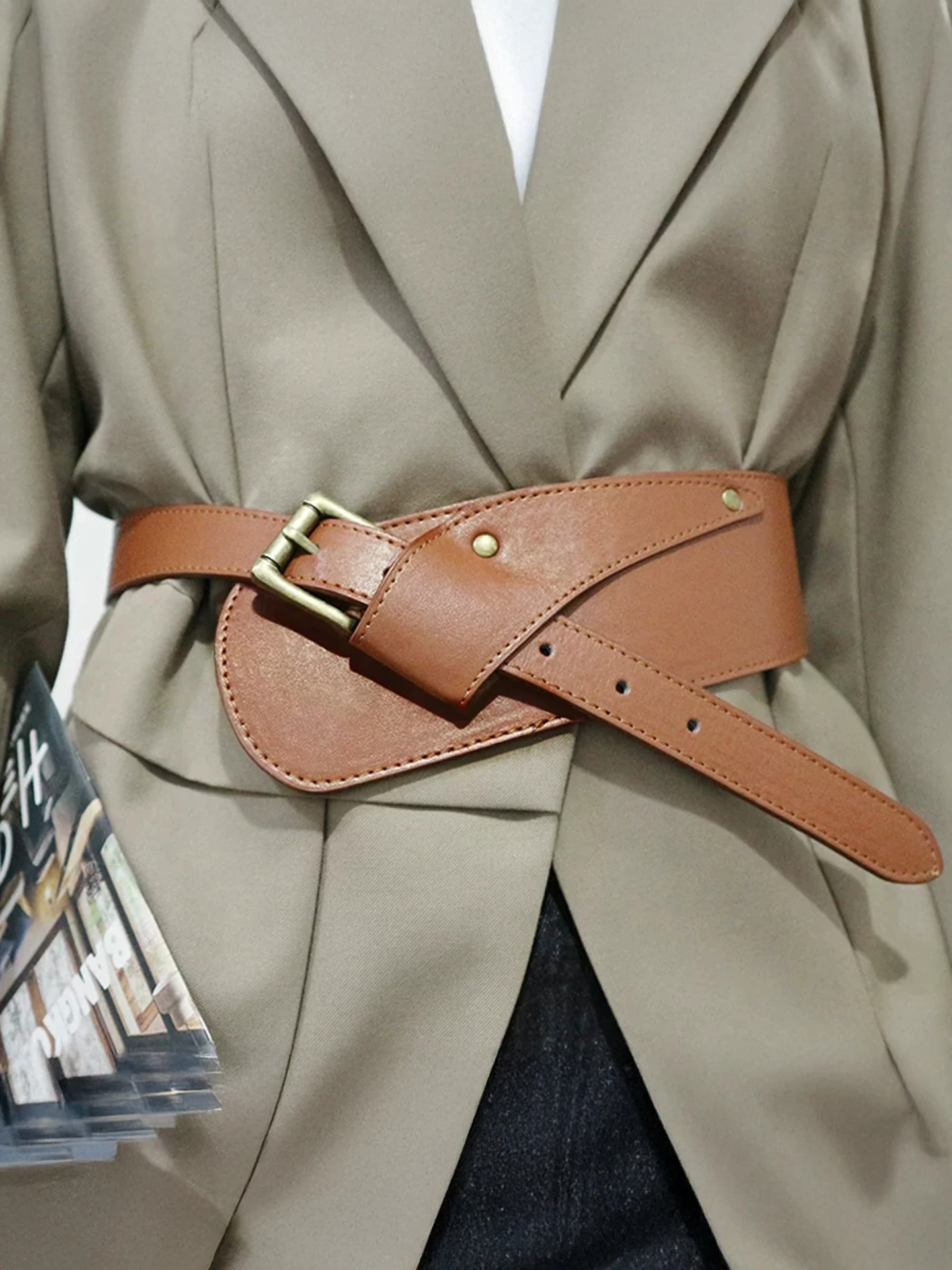 Fashionable Wide Belt Women's Waistband for Skirts Coats Sweaters Hanfu Personalized Ancient Style Outerwear Decoration