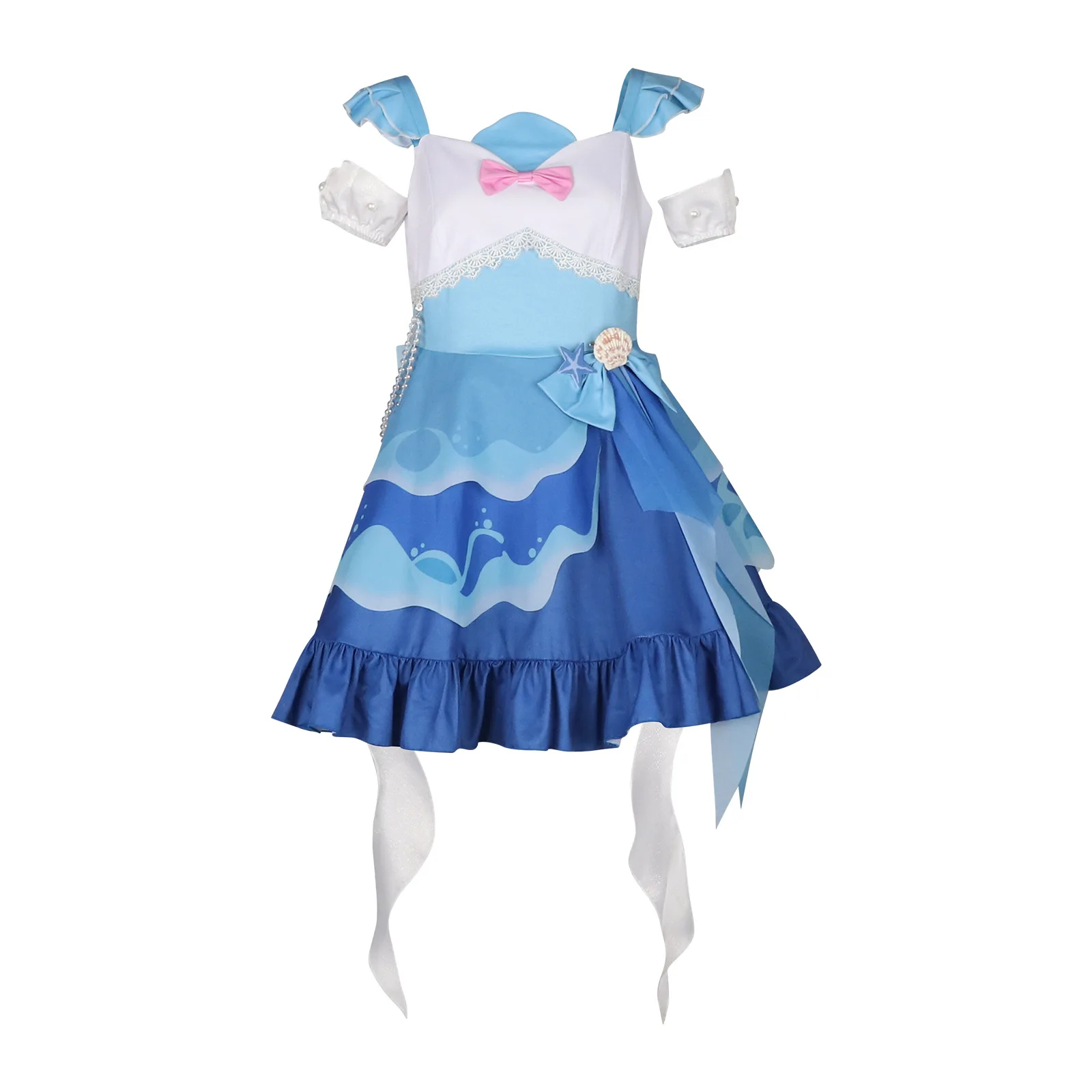 

Blue and white mute girl cosplay dress, the same style as the colorful summer game and anime full set of Halloween costumes