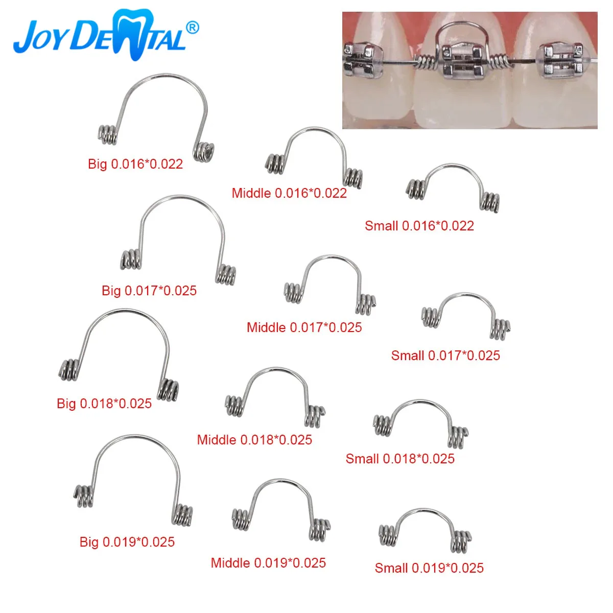 

10 Pcs/Bag Dental Orthodontic Anterior Teeth Torque Rectangular Springs Small Middle Big for Arch Wires Rectangular