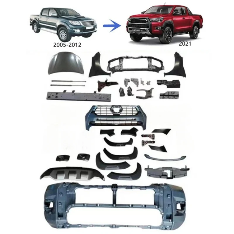 

4x4 Offroad Body Kits 2005-2014 Hilux Vigo Upgr to 2021 Hilux Rocco Truck Pickup Exterior Den