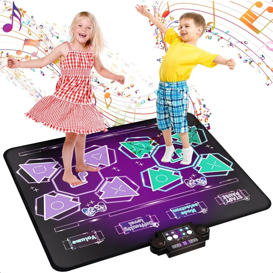 

Dance Mat Toys 2Player Dance Pad Gifts for Girls Boys Toddlers 3 4 5 6 7 8 9 + Year Old Electronic Dancing Mat Floor Games Toy