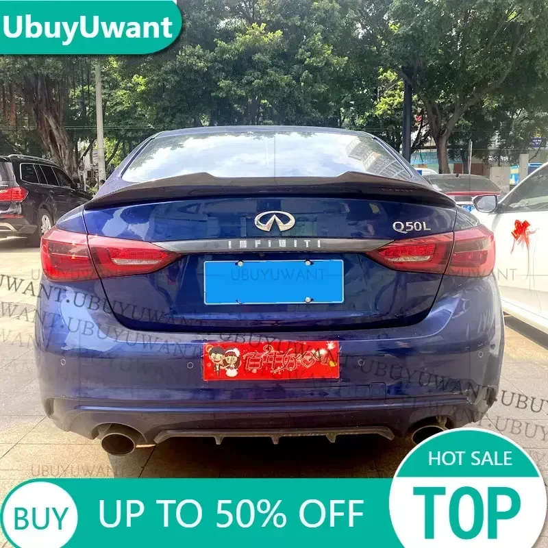 

For Infiniti Q50 Spoiler 2014-2021 Infiniti Q50 Q50L Q50S Spoiler FRP Black/Real Carbon Fiber Car Rear Wing Color Rear Spoiler