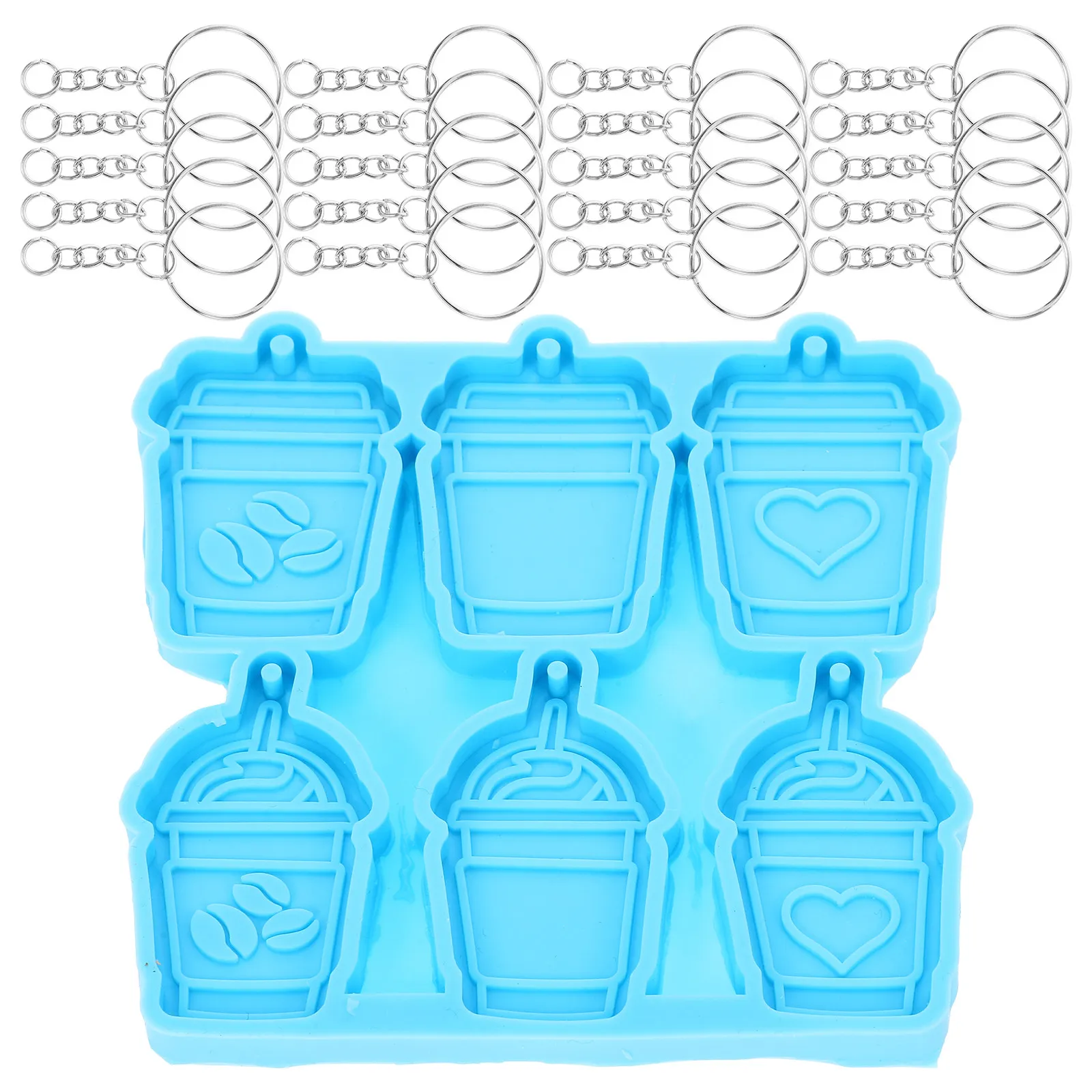 

1Set Silicone Mold Coffee Cup DIY Keychain Beverage Cup Charm Flexible Nonstick Casting Mold for Craft Accessories