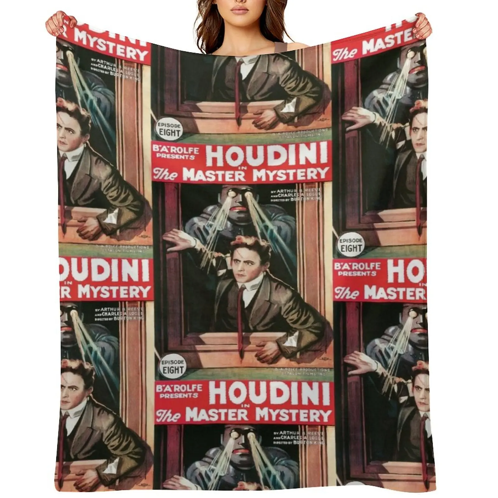 

Vintage Movie Poster - Harry Houdini in The Master Mystery (1919) Throw Blanket Winter beds Soft Big Retros Blankets