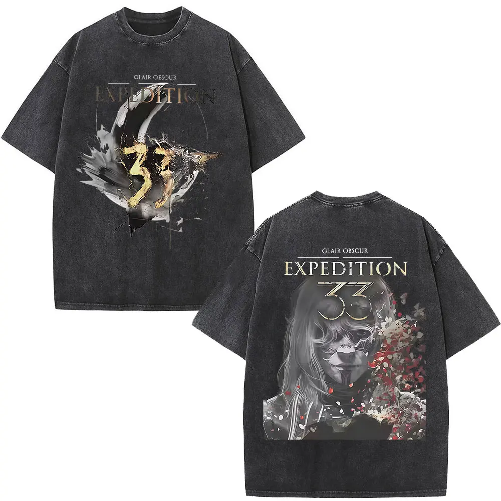 2025 لعبة Esquie كلير Obscur إكسبيديشن 33 غسلها تي شيرت الرجال الملابس موضة خمر تي شيرتات قصيرة الاكمام المشجعين هدية تي شيرت