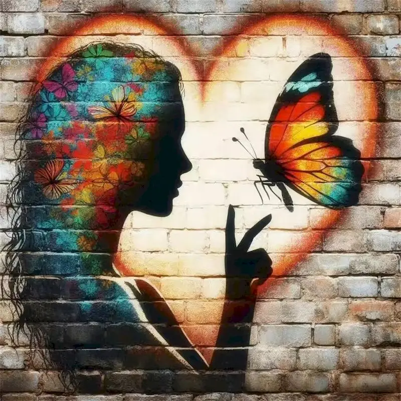 

GATYZTORY New Arrival Portrait Diamond Painting Women Full Round DIY Diamond Mosaic Butterfly Rhinestones Home Decor