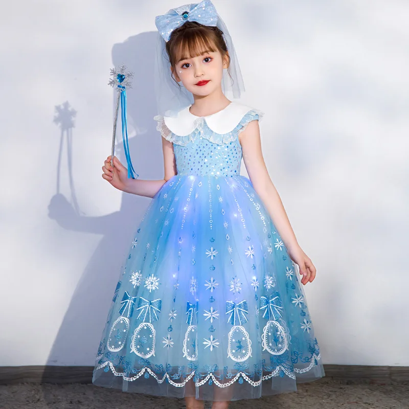 

1122Doll Collar Puff Dress Princess Dress Autumn Winter Fleece Lined Thickened Piano Performance Dress Christmas Dress