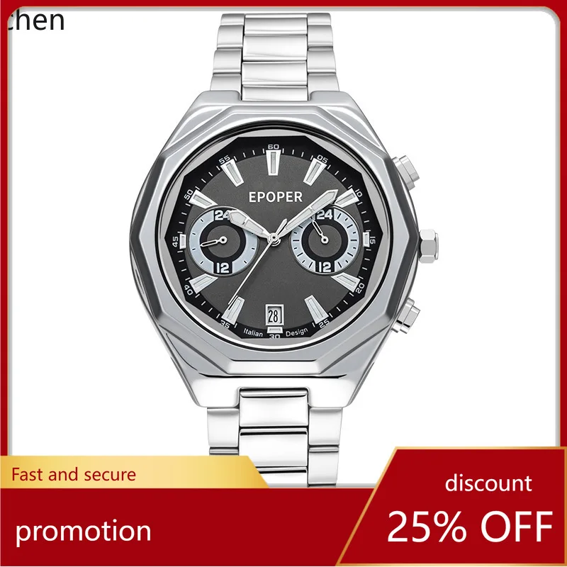 

Zml high-end multifunctional watch - waterproof six-hand calendar steel band luminous quartz watch for men