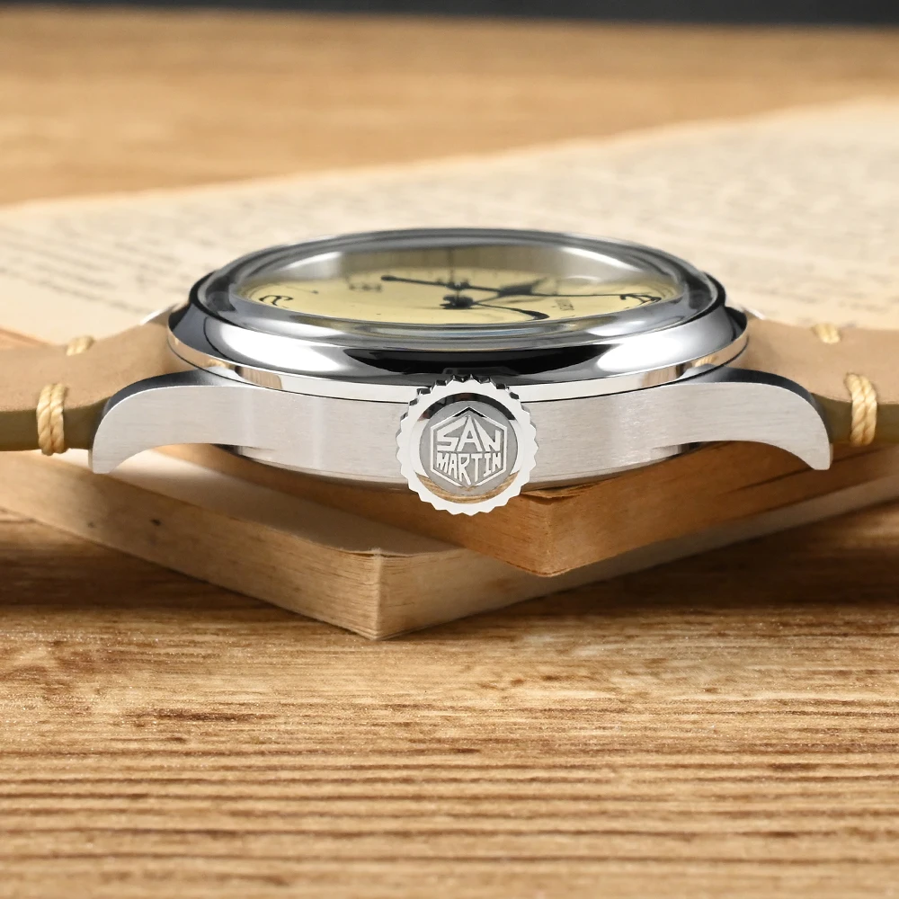 San Martin 38.5mm Freckles Watch For Men Mechanical Wristwatch NH35 Military Automatic Self-Wind Watches Waterproof 10Bar SN0105 view 5